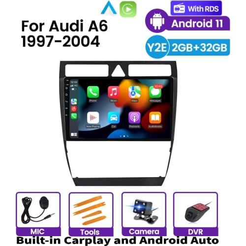 Android IPS CarPlay Car Radio Multimedia Video Player Auto Stereo GPS For Audi A6 C5 1997 1998 1999 2000-2004 S6 RS6 Double Din