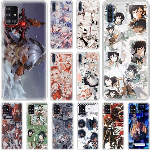 Phone Case For Samsung Galaxy A51 A71 A21s A12 A02s A50 A10 A20e A31 A30 A40 A41 Shell Matte Cover Genshin Impact Cute stars