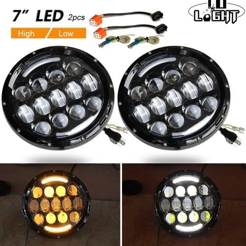 CO LIGHT 105W Running Lights 7 Inch Headlights Angel Eyes H4 Hi Lo 9-30V for 4X4 Lada Niva Uaz Offroad 12V 24V