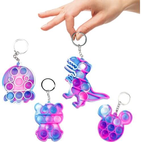 Cheap Mini Push Bubble Sensory Fidget Toys Keychain Simple Dimple Squishy Anti Stress Reliever For Adult Kids Popeit Fidget Toy