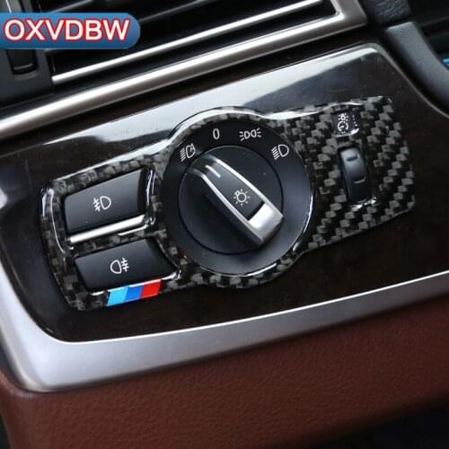 For BMW F10 F07 F01 F25 F26 Interior Carbon Fiber Headlight Switch Buttons Cover Trim Car Styling Stickers 5 Series Accessories