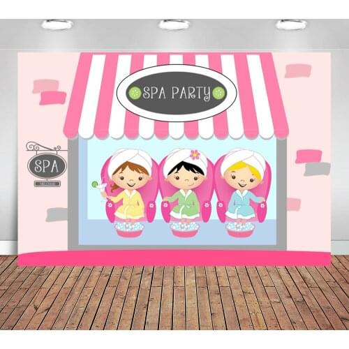 Photography Background Custom Pink Spa Birthday Party Baby Shower Backdrops for Photo Studio Banner Photoshoot 7x5ft