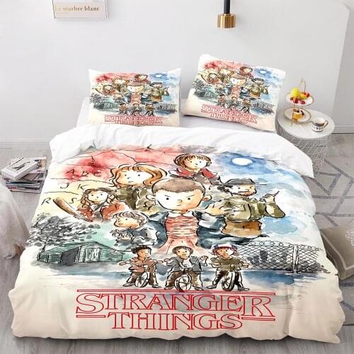 Stranger Things Bedding Set Single Twin Full Queen King Size Stranger Things Bed Set Childrens Kid Bedroom Duvetcover Sets 006