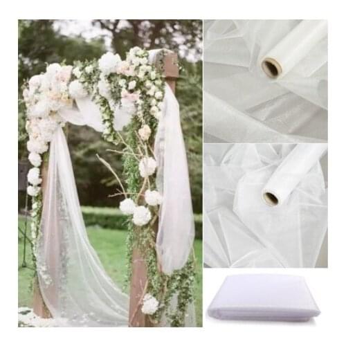 Mylb 48cm x 5m Mariage Yarn Tulle Roll Sheer Crystal Organza Fabric Birthday Event Party Supplies for Wedding Decoration