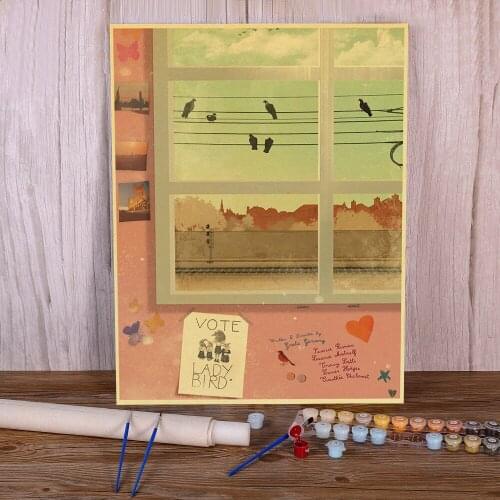 Vintage Movie Lady Bird Retro Painting By Numbers Kit Acrylic Paints 50*70 Paiting By Numbers Loft Wall Picture Handiwork