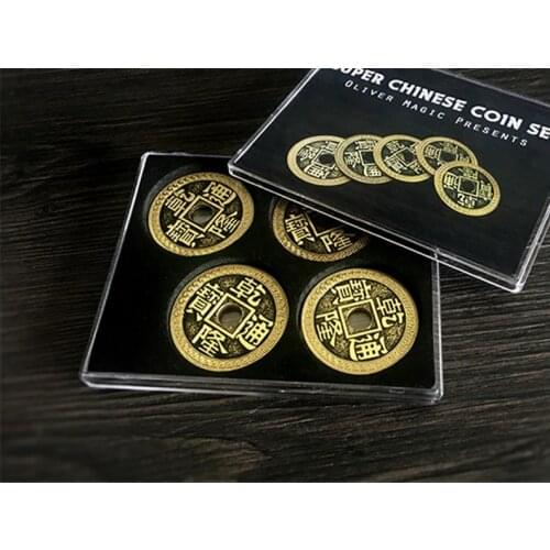 Super Chinese Coin Set (Qianlong, Morgan Size) By Oliver Magic Illusion Close Up Magic Coin Matrix Four Coins Change Instantly