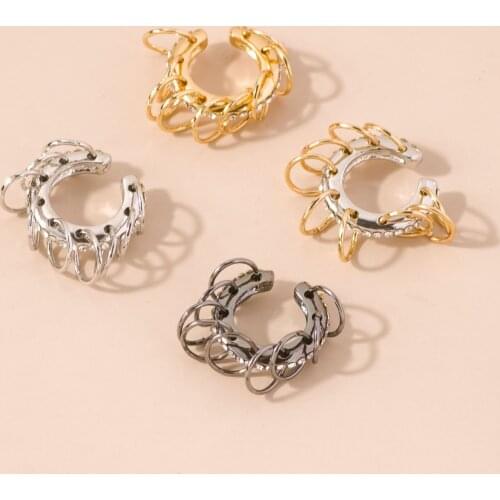 Unusual Womens Earrings Rock Punk Hiphop Jewelry Gothic Metal Cone Ears Clip Dance Party Gift Zircon Earring for Women Dropship