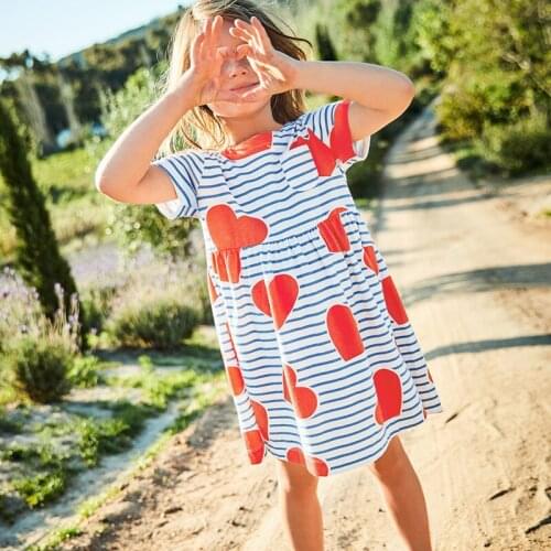 New summer girls dress knitted cotton short sleeve childrens dress cartoon round neck princess dress kids dresses for girls