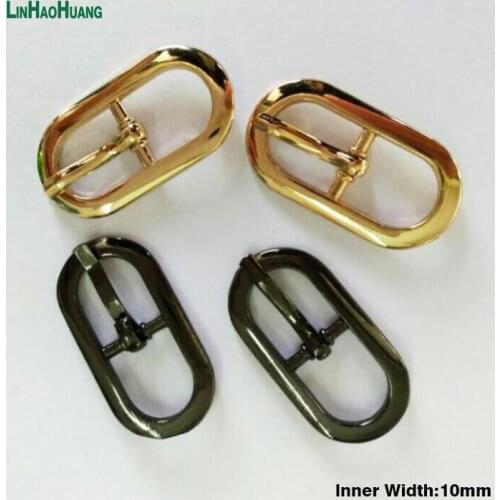 Wholesale 10pcs/lot metal 10mm pin buckle alloy belt buckle shoe buckle bag buckle black / gold color free shipping 2015061803