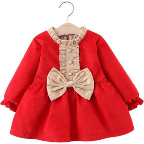 2021 Girls' Dresses Spring and Autumn Infant Childrens Girls' Long Sleeve Corduroy Princess Skirts Childrens Autumn Clothes
