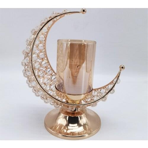 Ramadan Candlestick Moon Shaped Candle Stand Holder for Eid Mubarak Candlestand Home Decoration