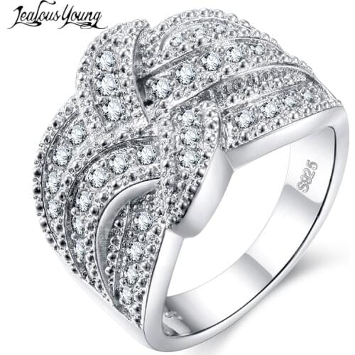 Luxury Romantic AAA Cubic Zirconia Ring for Women Silver Color Fashion Tie Shape Engagement Rings Party Jewelry Gift anillos