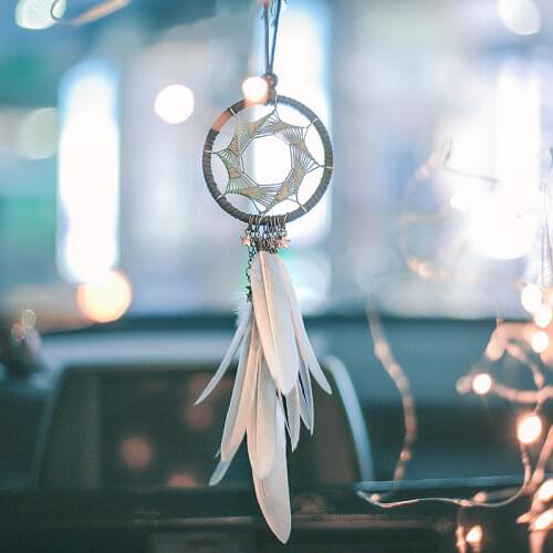 Car Rearview Mirror Pendant Jewelry Creative Feather Pendant Jewelry Braid Dream Catcher Pendant Jewelry Car Ornaments Ornaments