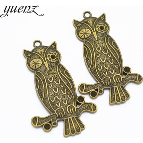 YuenZ 2pcs Antique bronze Metal Alloy Jewelry animal owl charms For Diy Handmade Jewelry Bracelet Charms making 68*40mm D174