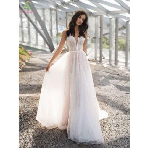 SSYFashion New Shining Evening Dress A-line Floor-length Sexy Sequins Beding Beach Prom Formal Gown for Women Vestidos De Noite