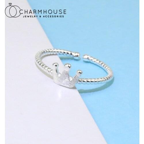 Pure Silver Finger Rings For Women Thin Twisted Crown Open Ring Adjustable Anillos Bague Vintage Korean Jewelry Birthday Gifts