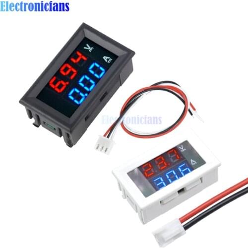 0.56" Blue Red Dual LED Display Mini Digital Voltmeter Ammeter DC 100V 10A Panel Amp Volt Current Meter Tester Black/White Case