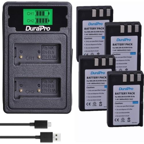 2pc 1800mAh EN-EL9 EN EL9 Rechargeable Battery + USB Charger With Type C Replacement For Nikon D40 D40X D60 D3000 D5000 Camera