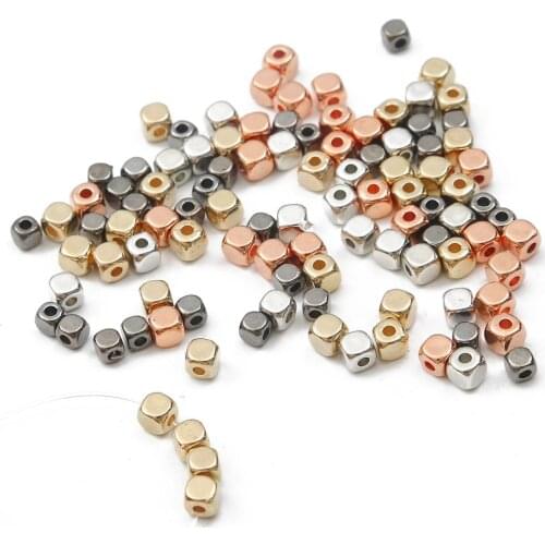 200 pcs Acrylic Plated CCB Square Cuboid Seed Beads Bulk Loose Spacer Beads for DIY Bracelet Necklace Jewelry Making Accessories