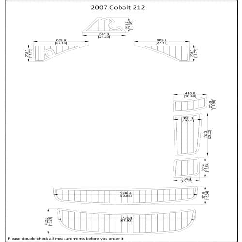 2007 Cobalt 212 Swim Step & Transom & Front Deck & Bow Pad EVA Teak Decking 1/4" 6mm