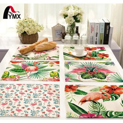 42X32CM Table Napkins Flamingo Printing Dinner Table Napkins Tea Coffee Towel Restaurant Plates Decor Reusable Placemat