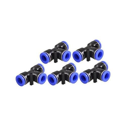 5 Pcs 12mm to 12mm T Style One Touch Fittings Push in Quick Connectors