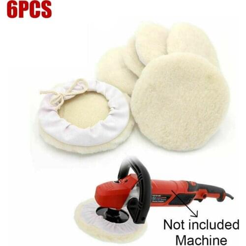 6Pcs Wool Polishing Pad For Polisher Machine Waxing Polishing Buffing Car Paint Care Polisher Pads For Car Polisher 5/6Inch