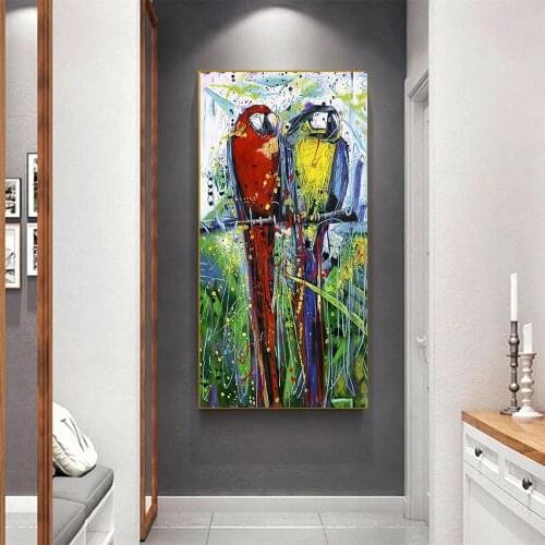 Abstract watercolor parrot corridor decoration oil painting modern nordic wall art prints on canvas poster home decor