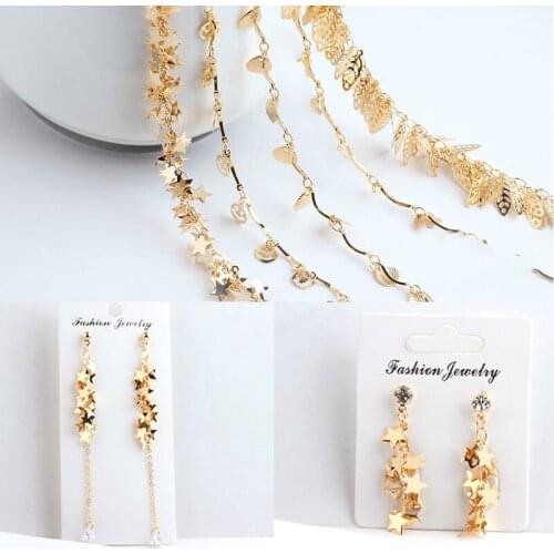 Diy earrings accessories copper plated gold love pentagram chain hand necklace bracelet earrings material 50 cm