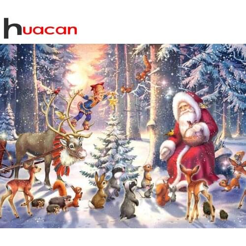 Huacan 5D Diamond Painting New Arrivals Christmas Diamond Mosaic Embroidery Animals Cartoon Needlework Bedroom Decoration