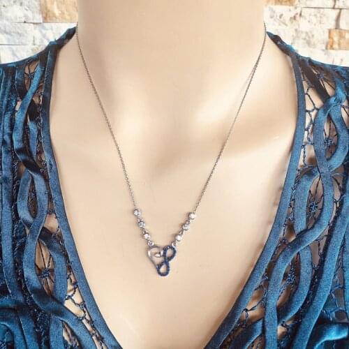 Endless Heart 925 Sterling Silver Necklace Women Girls Gift Jewelry Accessories Fashion Handmade Elegant Chain