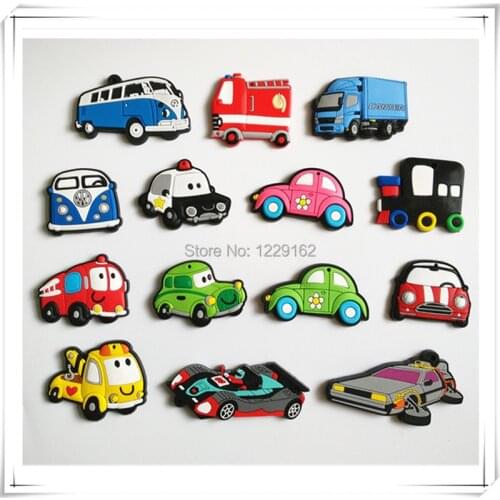 Free shipping (14pcs/lot) Cartoon Car fridge magnets whiteboard sticker Silicon Gel Refrigerator Magnets Educational Kids gift