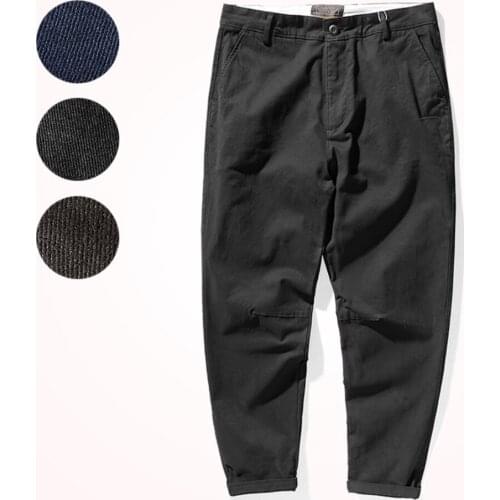 Loose Casual Pants Men 's Autumn and Winter New Thick Twill Stretch Washed Woven Trousers
