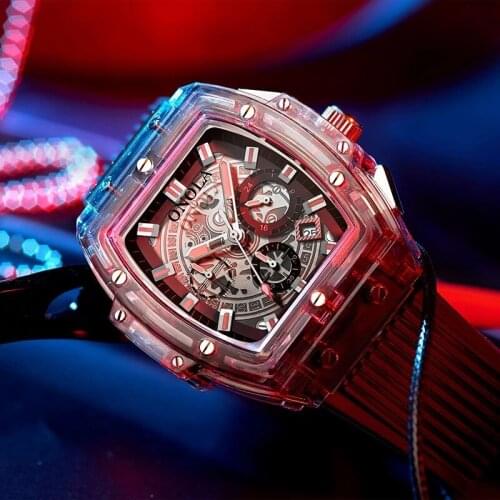 ONOLA Brand Transparent Plastic Watch Men Women clock 2021 Fashion Sports casual unique Quartz Luxury square Mens Watch