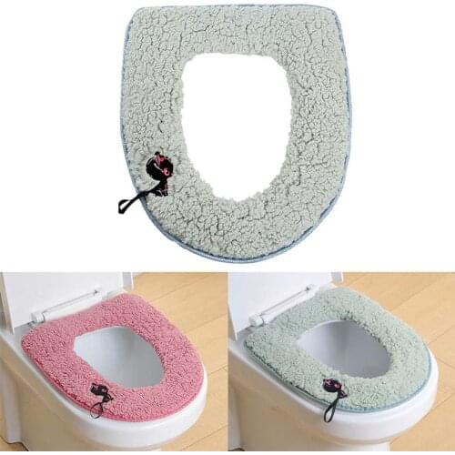 Toilet Seat Cover Cute Cat Washable Reusable Toilet Seat Soft Warmer Toilet Seat Pad Bathroom Toilet Seat Cover Rug