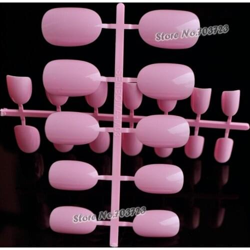 24pcs New fashion sweet candy decorative oval nails short paragraph light Rose 008X