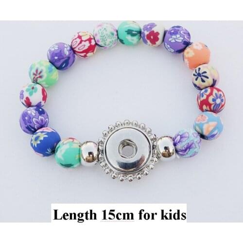 2 Pcs/set Children Girls Clay Fimo Beads 12mm Snap Buttons Bracelet Handmade Strands Jewelry 15cm Length
