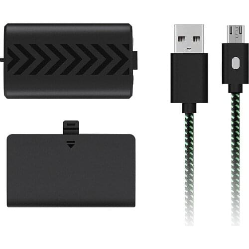 For XboxOne S X Controller 1200mAh Rechargeable Gamepad Battery Pack Charger + 3M LED Wired Braided Charging Cable + Back Cover