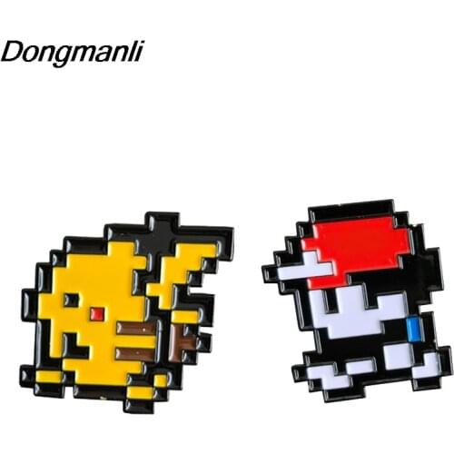DZ246 2pcs/set Pixel 8 bit Enamel Pins Brooches Women Fashion Lapel Backpack Bags Badge Jewelry