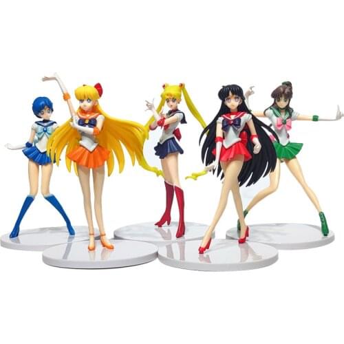 5PCs 17cm Sailor Toy Figure Moon Mercury Mars Jupiter Saturn PVC Model