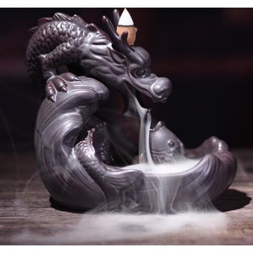 VINTAGE DRAGON PONDS BACKFLOW SMOKE, INCENSE BURNER CENSER STICK CONE HOLDER - TABLETOP DECORATIONS DECOR CRAFT