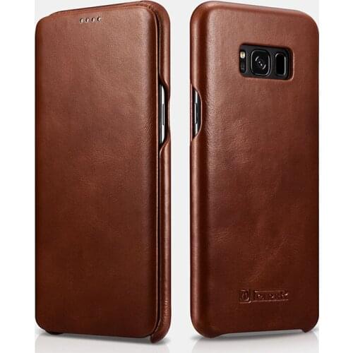 ICARER Retro Genuine Leather Skin Phone Flip Case For Samsung S8 Plus Protective Vintage Magnetic Case For Samsung Galaxy S8