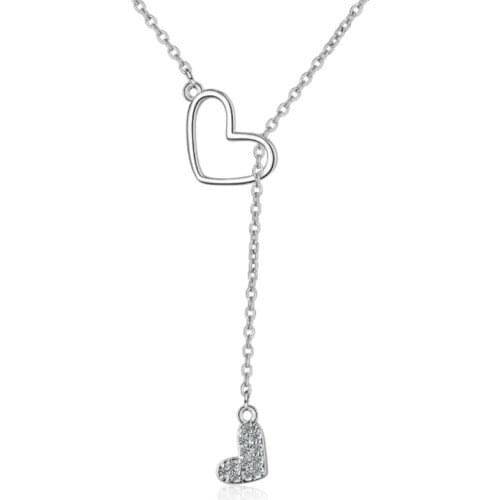 Personality creative temperament student style double love adjustable short female silver plated necklaces SE067