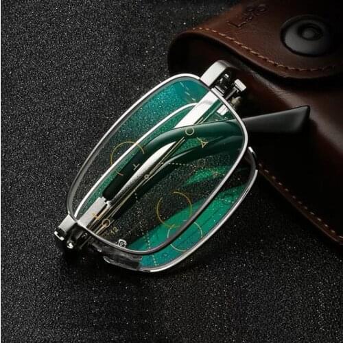 Smart zoom folding anti-blue light reading glasses for both men and women. Progressive multi-focus reading glasses