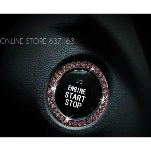 Rhinestone Inlaid Push Start Button Ignition Sticker For Nissan Altima Armada Juke Leaf Maxima Murano Pathfinder X-trail Qashqai