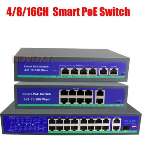NOVOXY 48V Network POE switch Ethernet with 8 10/100Mbps Ports IEEE 802.3 af for IP camera/Wireless AP/CCTV camera system