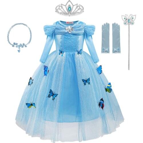 Cinderella Princess Costume for Girl Pageant Ball Gown Kids Costume Cinderella Carnival Birthday Clothes Childr Halloween Dress