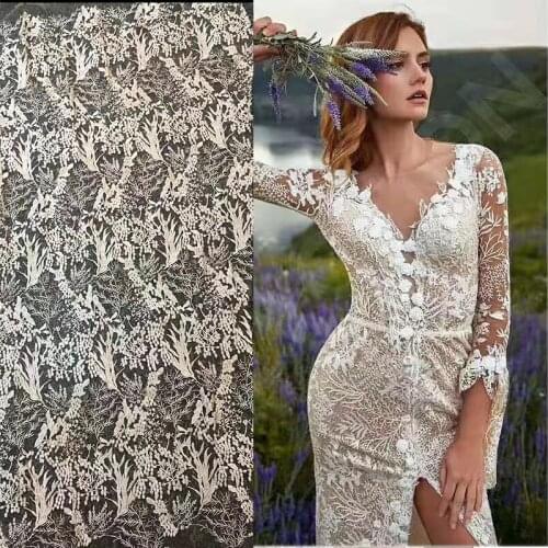 2019 Latest Pure White Laces Fabrics High Quality Tulle African Laces Fabric For Wedding Dress African French Tulle Lace HF1001