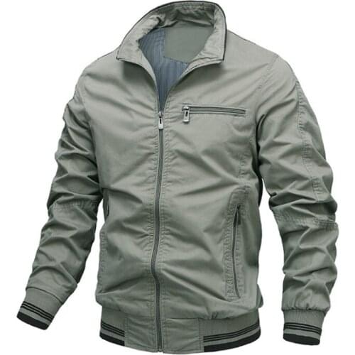 Spring Cotton Jacket Men Solid Color Slim Fit Breathable Jacket Zipper Casual Mens Jackets and Coats High Quality