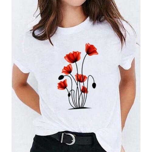 Fashion Flower Girl Cute Print T Shirt Women Tops Casual Summer Short Sleeve Tee Shirt Femme Harajuku T-shirt Camiseta Mujer